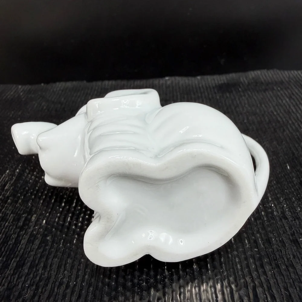White Porcelain Elephant Creamer Pitcher Glossy Ceramic Animal Coffee Tea Server